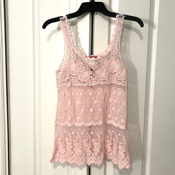 Body Central Tops - Body Central Pink Lace Tank Top
